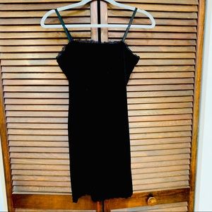 Black Velvet Lace Spaghetti Strap Mini Dress